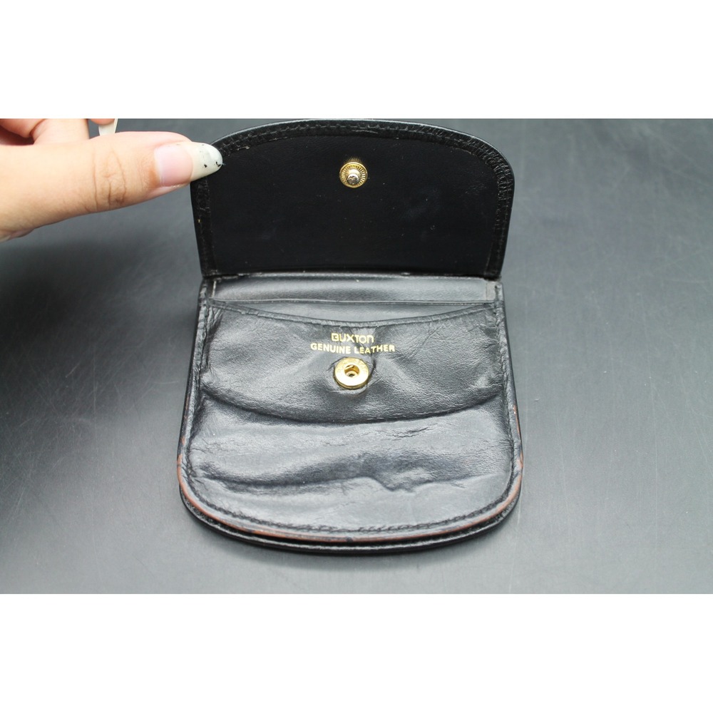 Vintage Buxton Black Leather Coin Purse Wallet Snap Card Holder Retro - Picture 4 of 13